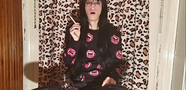  Smoking goth girl after a long day behind the scene pt1 HD